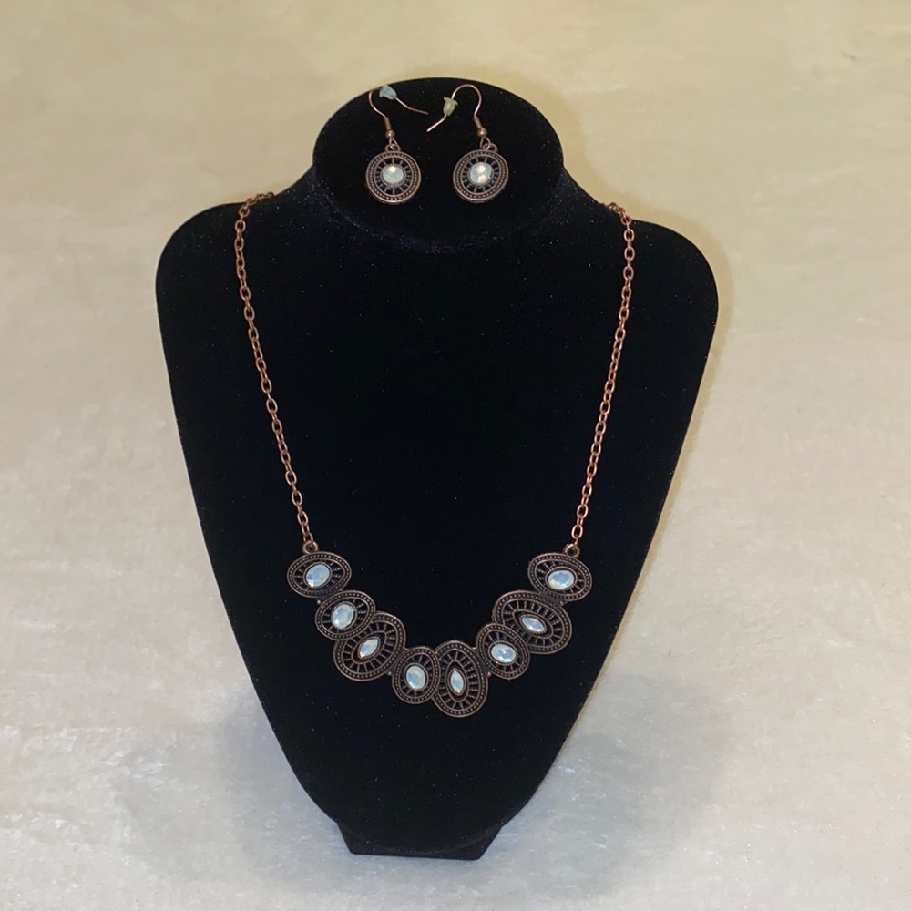 Copper & Opal Necklace and Earring Set